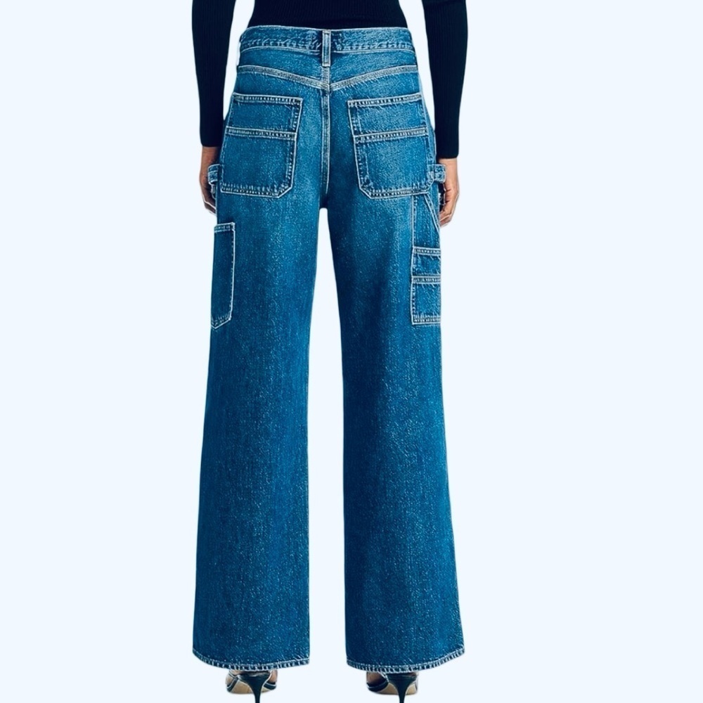 AGOLDE Magda Wide Leg Carpenter-Style Blue Denim Jeans Size 32 - Picture 2 of 10